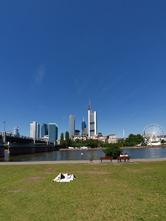Skyline von Frankfurt mit Sachsenhausener Ufer Foto 